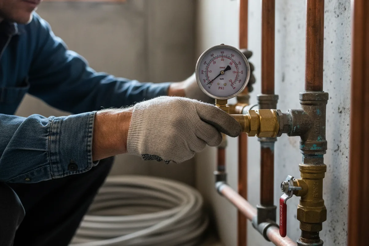 Pressure testing a repaired line during Water Line Repair in Watkins
